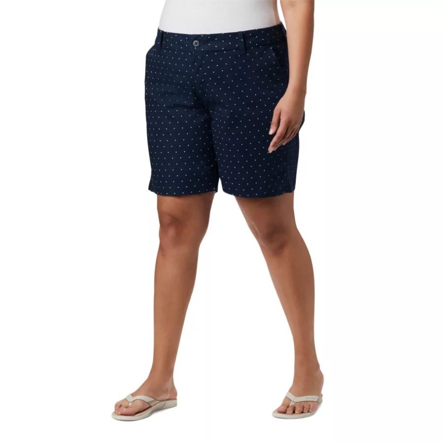 Columbia Sale Collegiate Navy Swiss Dot Women's Bonehead Stretch Shorts Plus Size