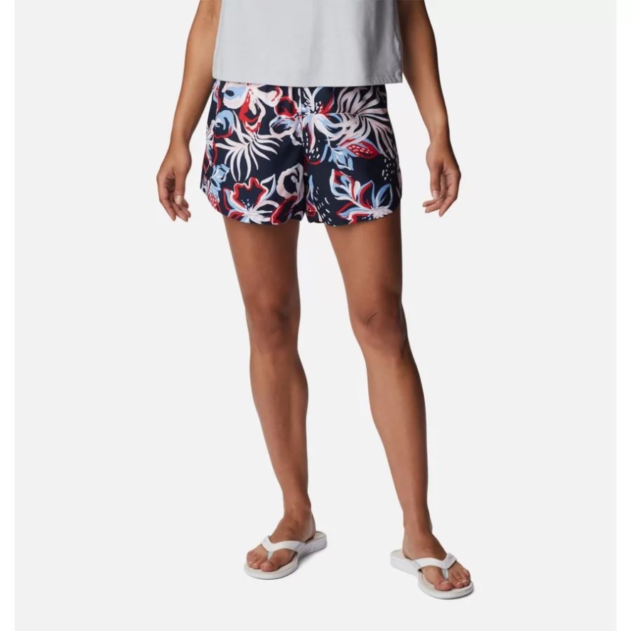 Columbia Sale Collegiate Navy Tropic Multilines Women's PFG Super Tamiami Pull-On Shorts