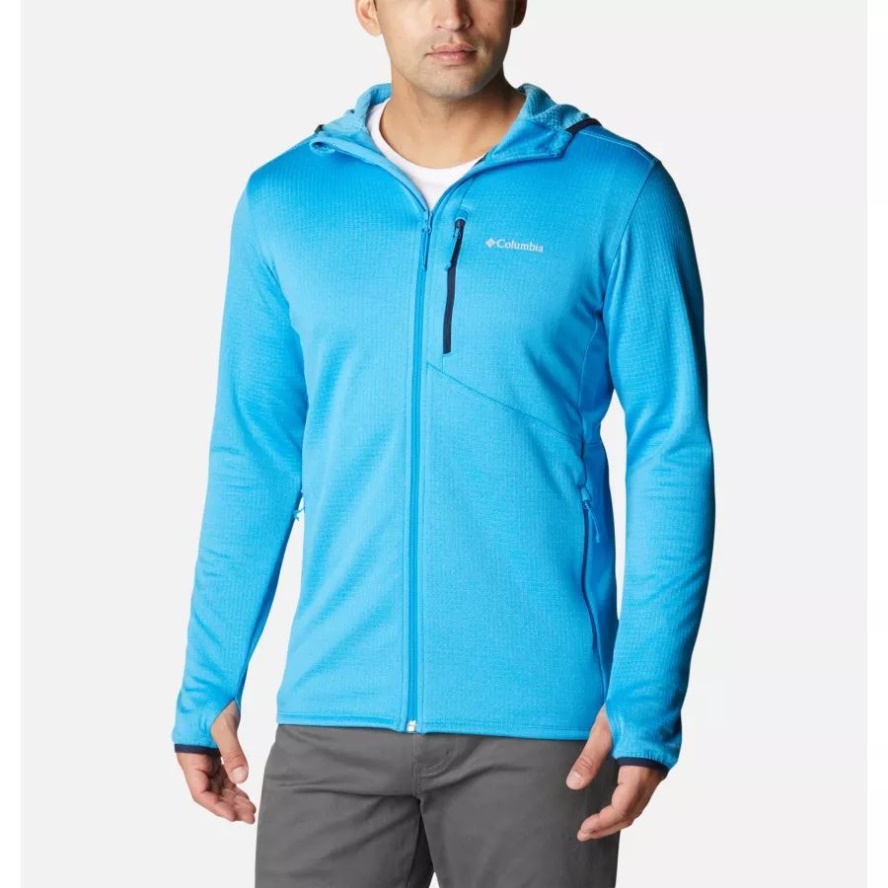 Columbia Sale Compass Blue Heather Men's Park View Full Zip Fleece Hoodie