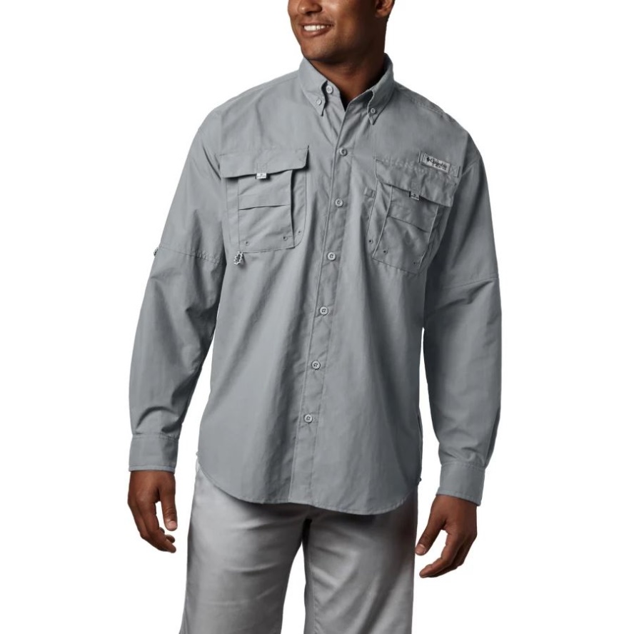 Columbia Sale Cool Grey Men's PFG Bahama II Long Sleeve Shirt Tall
