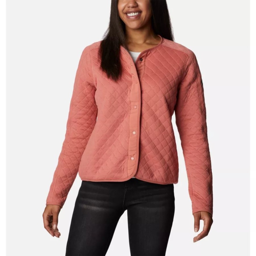 Columbia Sale Dark Coral Women's Columbia Sale Lodge Quilted Cardigan