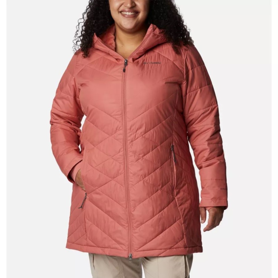 Columbia Sale Dark Coral Women's Heavenly Long Hooded Jacket Plus Size