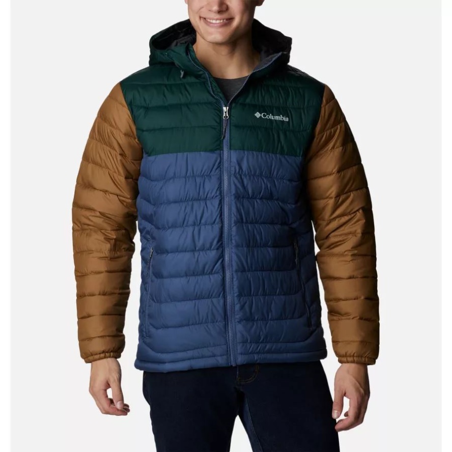 Columbia Sale Dark Mountain/Spruce/Delta Men's Powder Lite Hooded Insulated Jacket