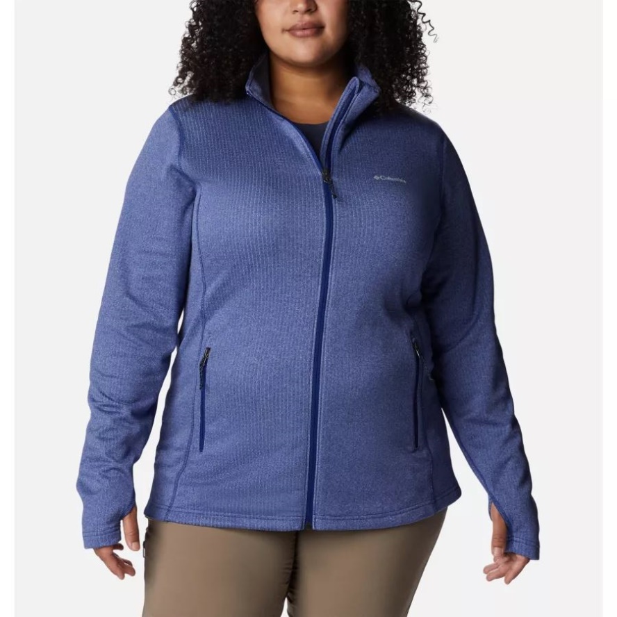 Columbia Sale Dark Sapphire Heather Women's Park View Grid Full Zip Fleece Pullover Plus Size