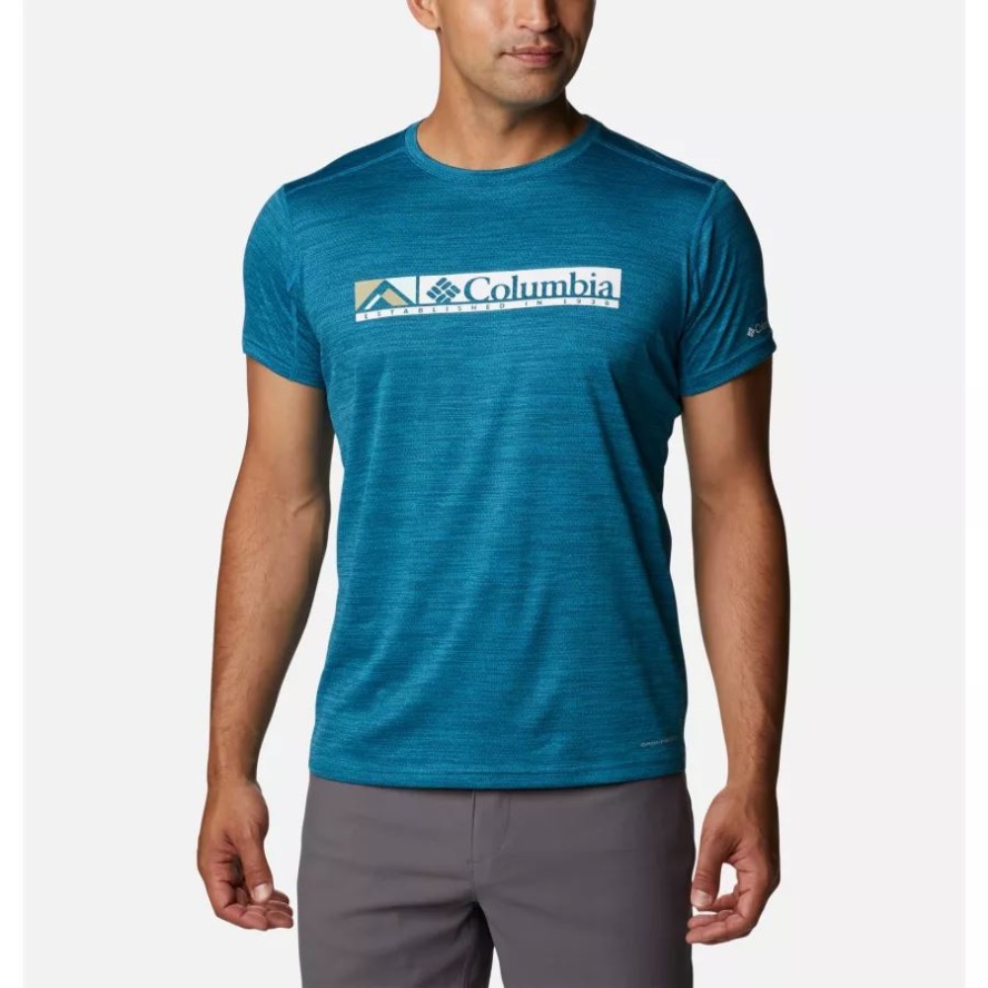 Columbia Sale Deep Marine Heather/Ridgescape Graphic Men's Alpine Chill Zero Graphic Technical T-Shirt