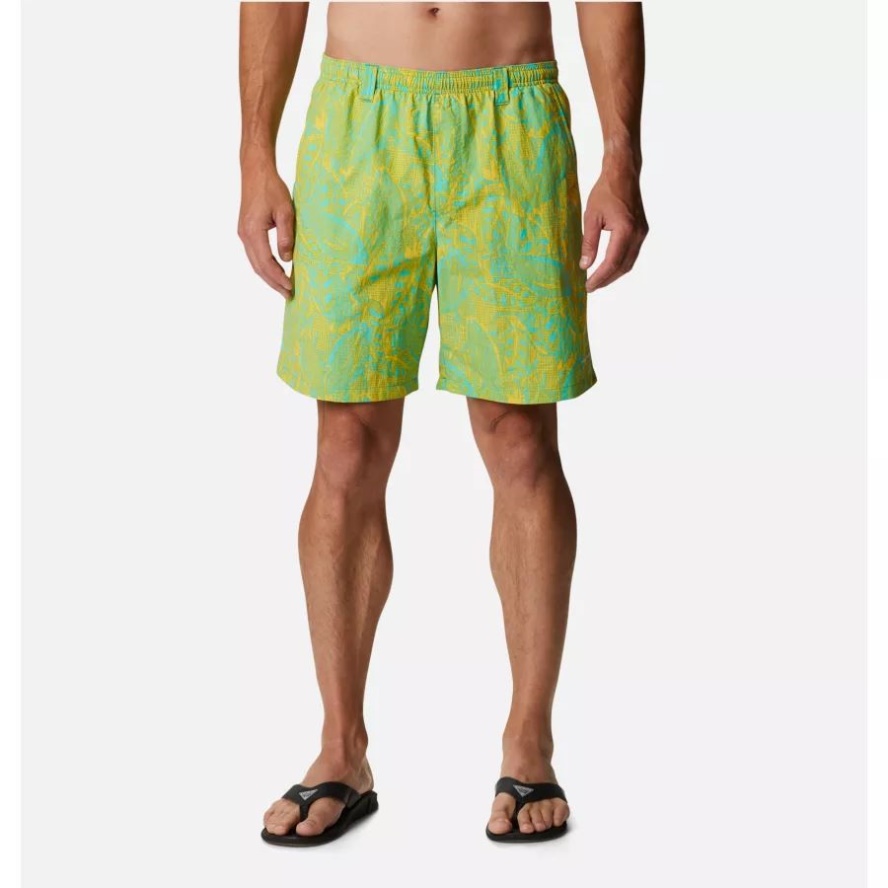 Columbia Sale Elctrc Turq Crosshatched Tuna Print Men's PFG Super Backcast Water Shorts