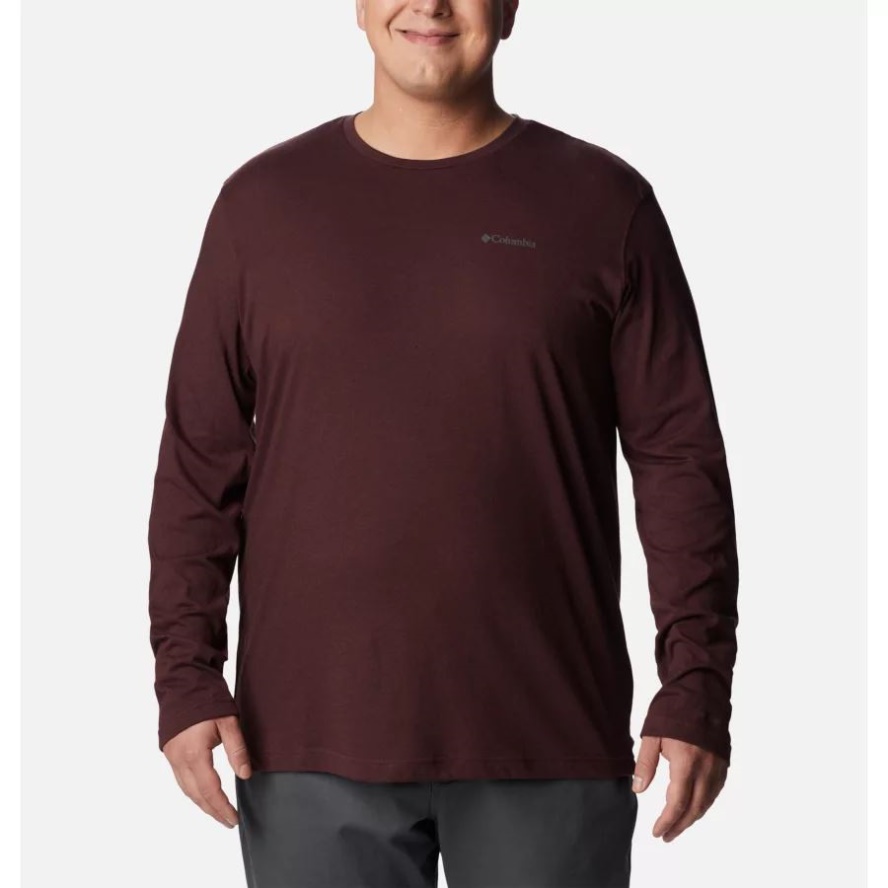 Columbia Sale Elderberry Heather/Black Men's Thistletown Hills Long Sleeve Crew Shirt Big