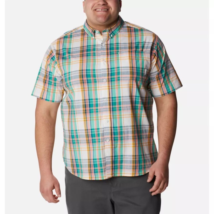 Columbia Sale Electric Turquoise Multi Madras Men's Rapid Rivers II Short Sleeve Shirt Big