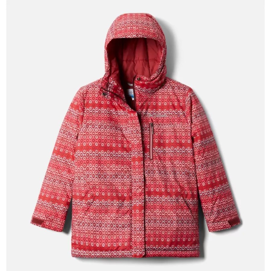 Columbia Sale Girls' Alpine Free FallII Ski Jacket Marsala Red/Diamond Stripe Print