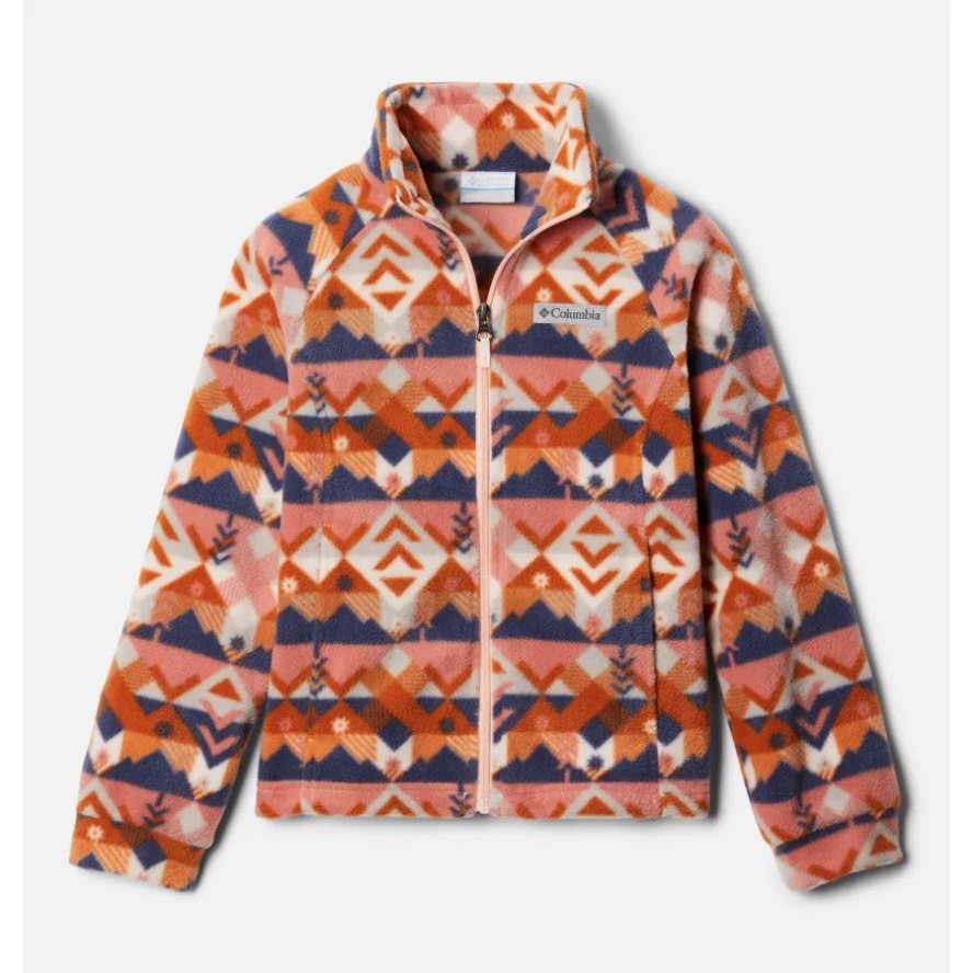 Columbia Sale Girls' Benton Springs II Printed Fleece Jacket Peach Blossom Checkpoint