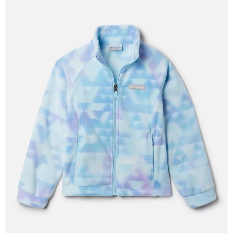 Columbia Sale Girls' Benton Springs II Printed Fleece Jacket Spring Blue Distant Peaks
