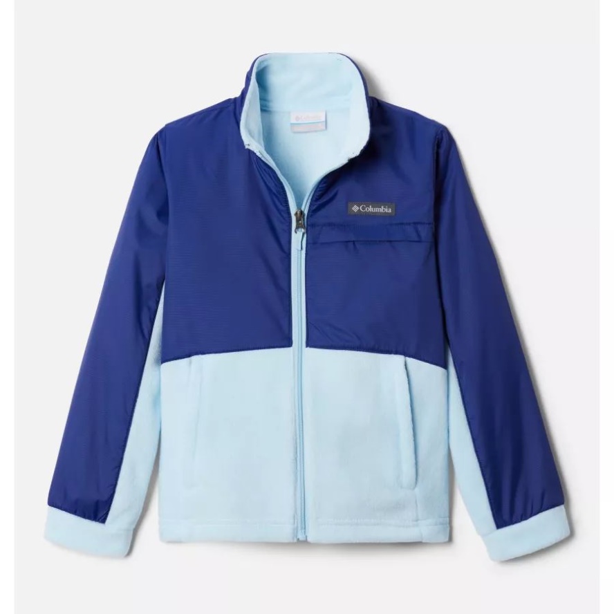 Columbia Sale Girls' Benton Springs III Overlay Fleece Jacket Spring Blue/Dark Sapphire