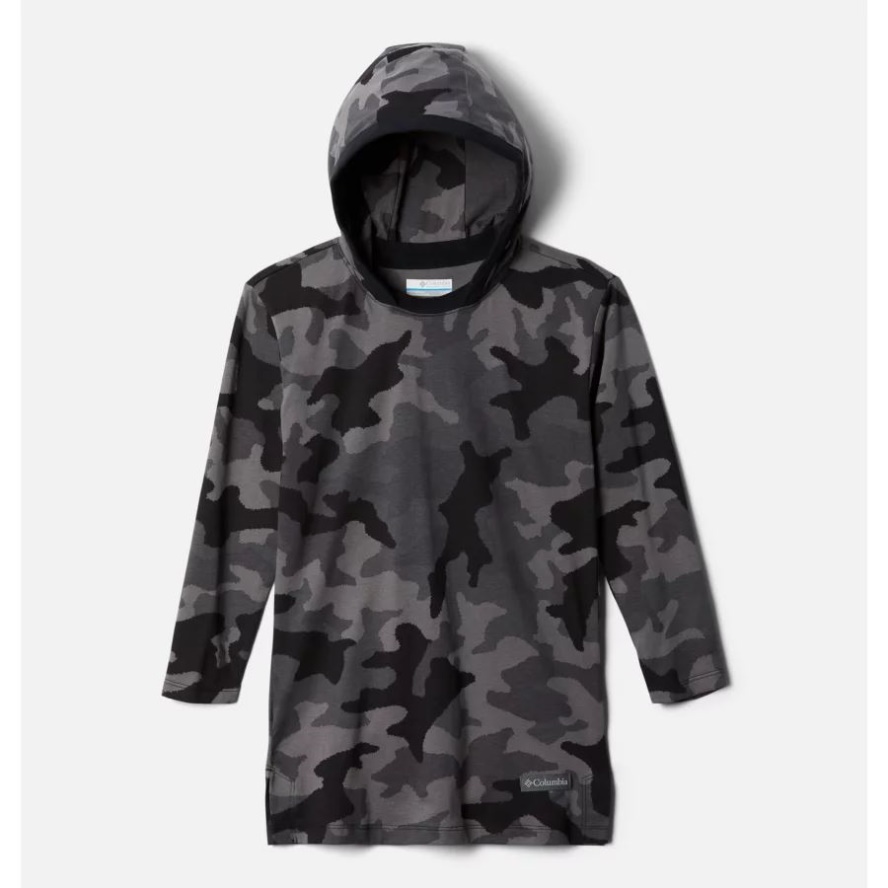 Columbia Sale Girls' Columbia Sale Lodge Hooded Printed Tunic Black Traditional Camo Print