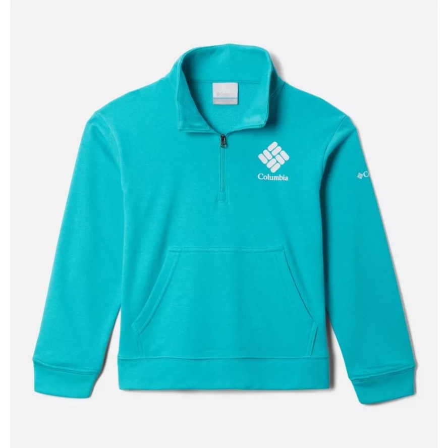 Columbia Sale Girls' Columbia Sale Trek French Terry Half Zip Pullover Bright Aqua