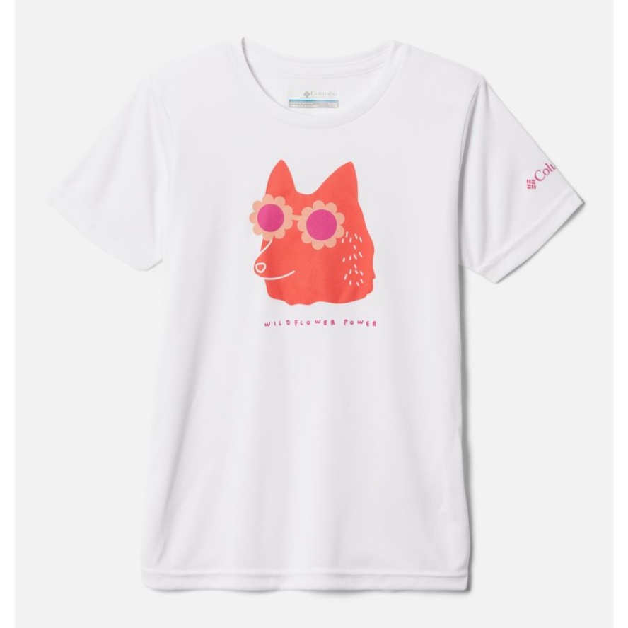 Columbia Sale Girls' Mirror Creek Short Sleeve Graphic T-Shirt White Wildflower Power