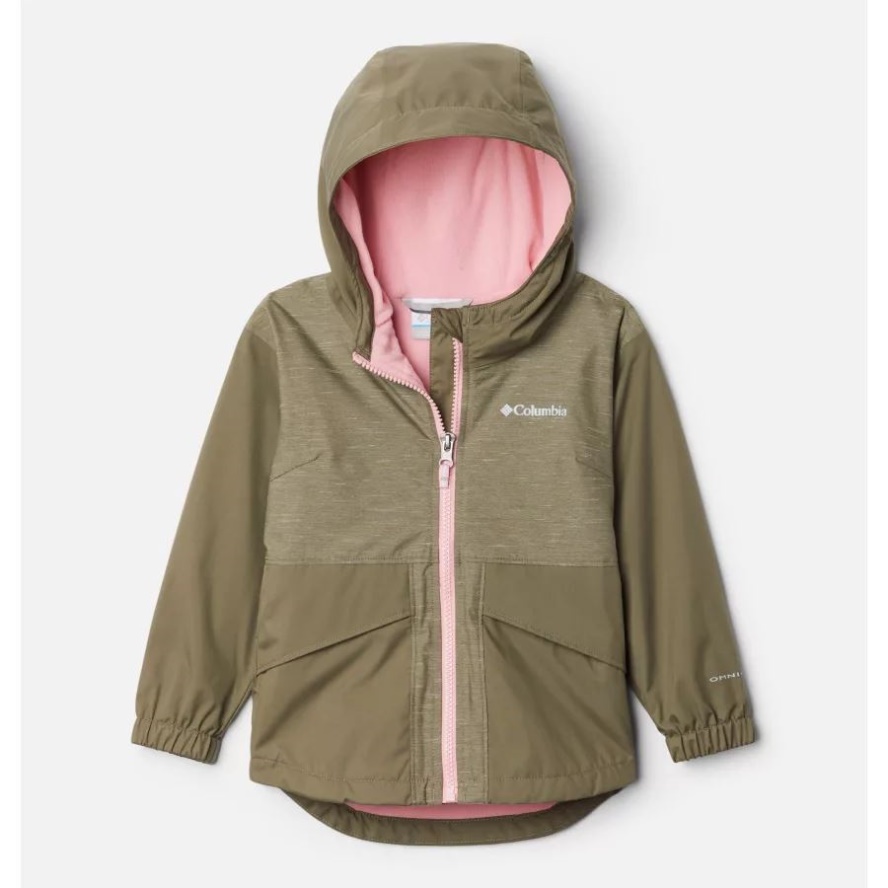 Columbia Sale Girls' Toddler Rainy Trails Fleece Lined Jacket Stone Green/Stone Green Slub