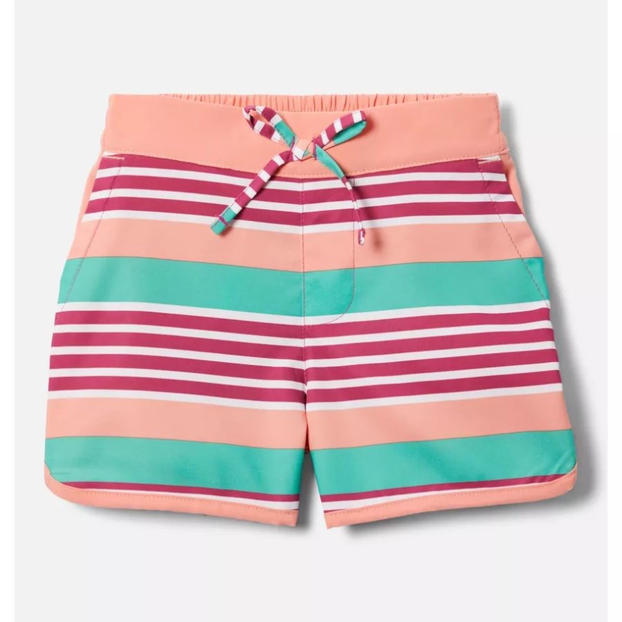 Columbia Sale Girls' Toddler Sandy Shores Board Shorts Wild Fuchsia Milo Stripe