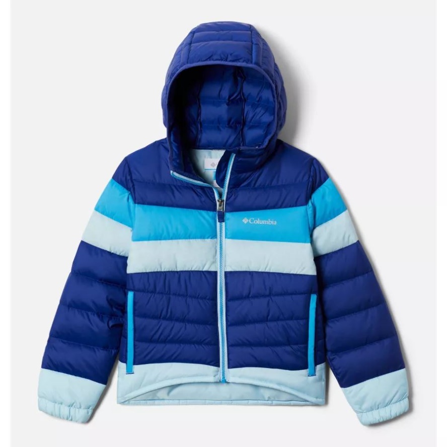 Columbia Sale Girls' Tumble Rock Down Hooded Jacket Dark Sapphire/Spring Blue/Blue Chill