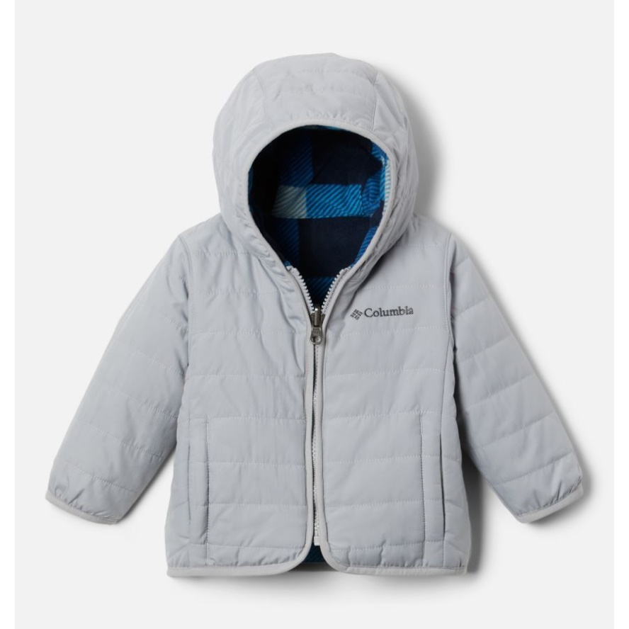 Columbia Sale Grey/Bright Indigo Check Multi Columbia Sale Infant Double Trouble Reversible Jacket