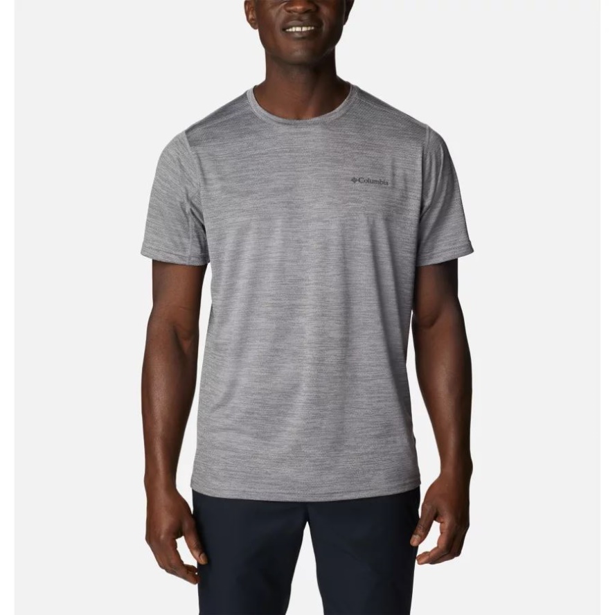 Columbia Sale Grey Heather Columbia Sale Men's Alpine Chill Zero Short Sleeve Crew Shirt