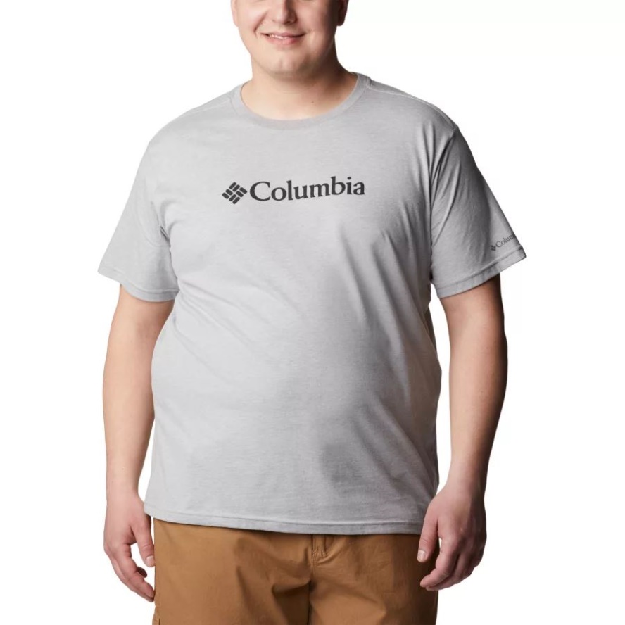 Columbia Sale Grey Heather Men's CSC Basic Logo T-shirt Extended Size Columbia Sale