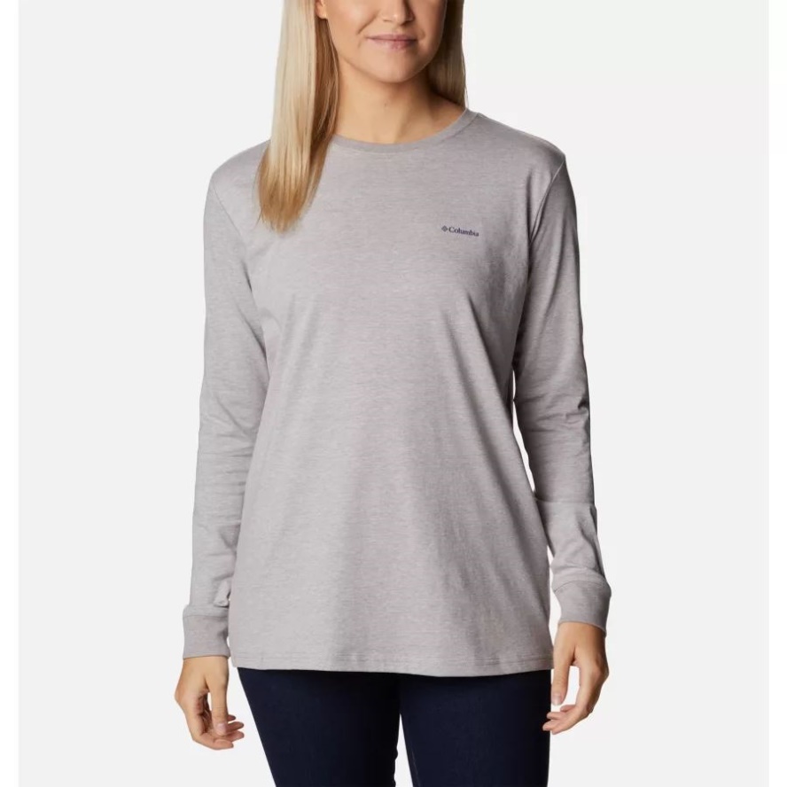Columbia Sale Grey Heather/Outdoor Park Women's North Cascades Back Graphic Long Sleeve T-Shirt Columbia Sale