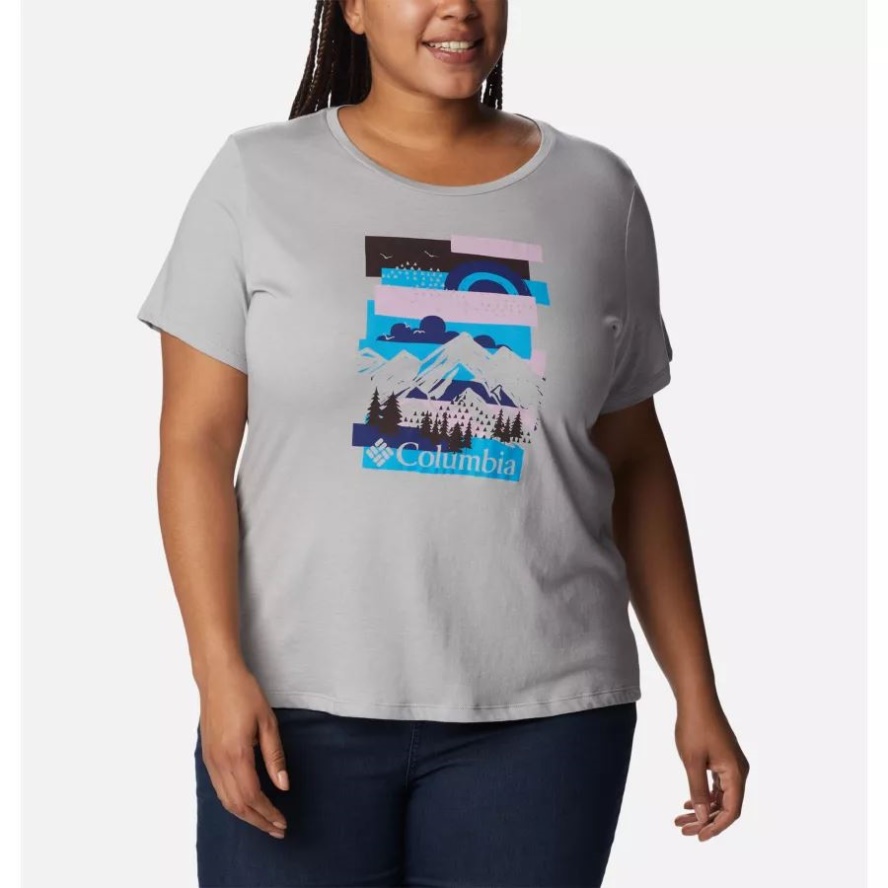 Columbia Sale Grey Heather/Scenic Collage Women's Daisy Days Graphic T-Shirt Plus Size Columbia Sale