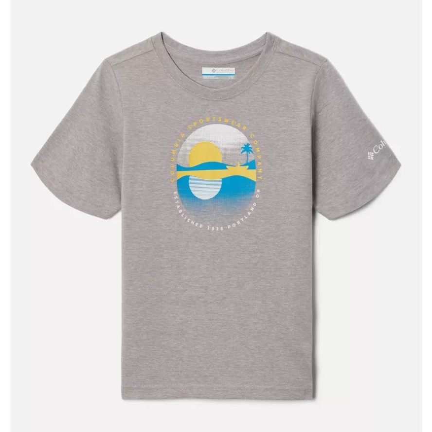 Columbia Sale Grey Hthr/Halftone Fishing Grx Boys' Valley Creek Short Sleeve Graphic T-Shirt Columbia Sale