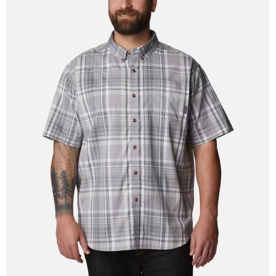 Columbia Sale Grey Plaid Men's Rapid Rivers II Short Sleeve Shirt Big Columbia Sale