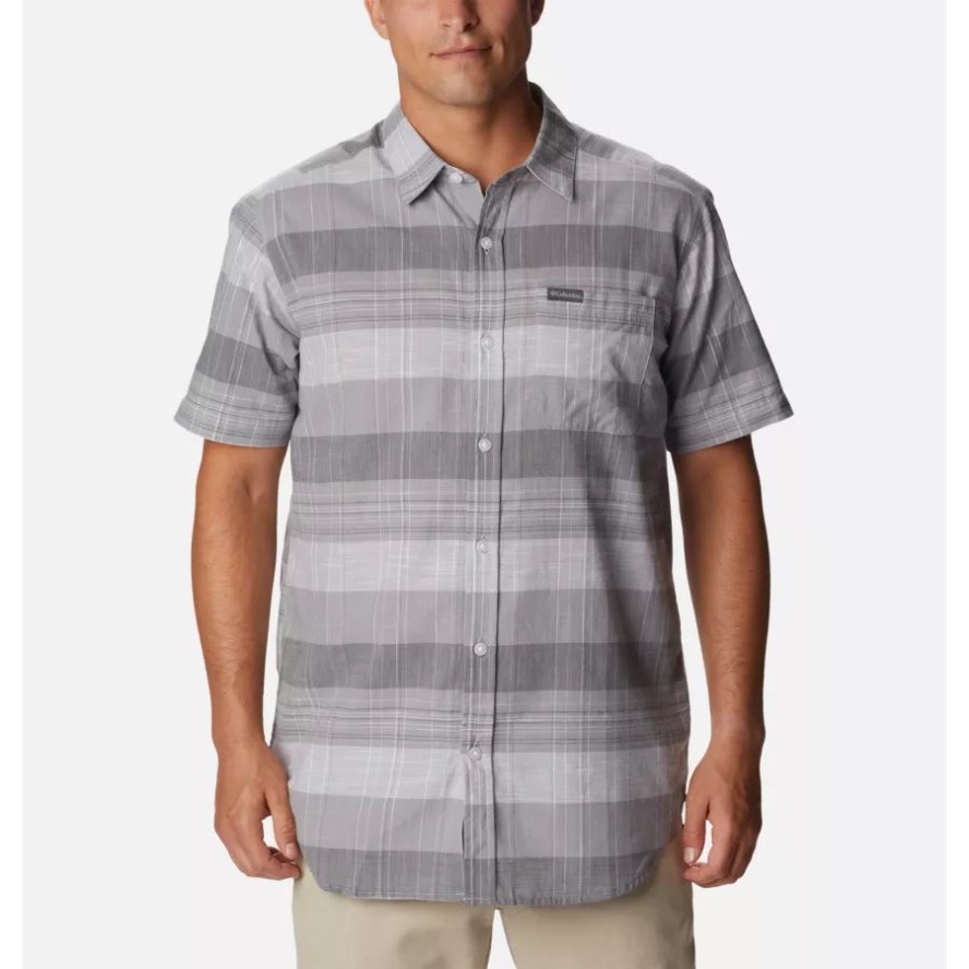 Columbia Sale Grey Scattered Stripe Columbia Sale Men's Rapid Rivers Novelty Short Sleeve Shirt