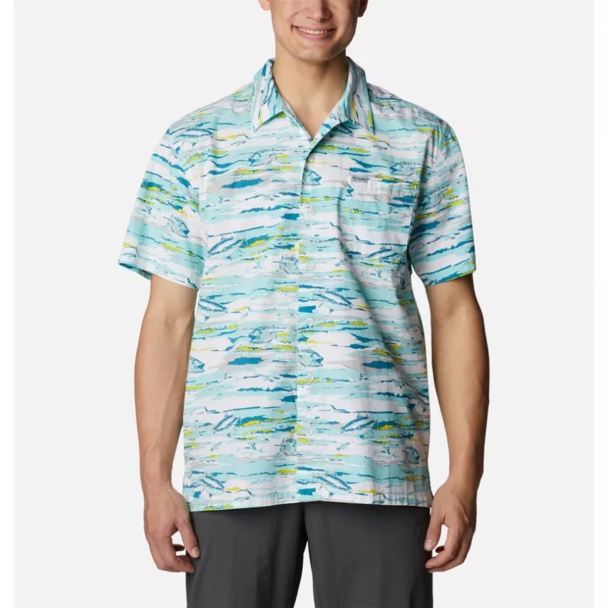 Columbia Sale Gulf Stream Flatout Print Men's PFG Trollers Best Short Sleeve Shirt