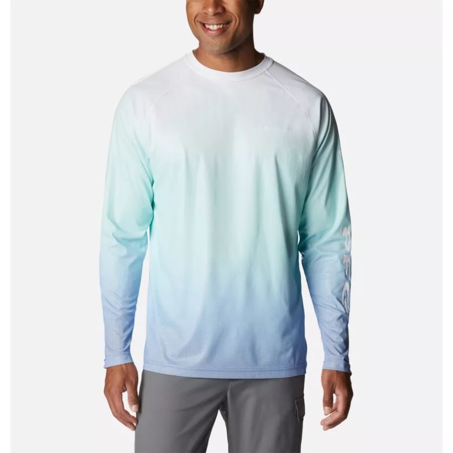 Columbia Sale Gulf Stream Gradient Men's PFG Terminal Deflector Printed Long Sleeve Shirt