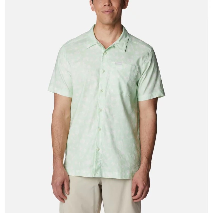 Columbia Sale Ice Green Desert Daze Men's Sage Springs Linen Short Sleeve Shirt
