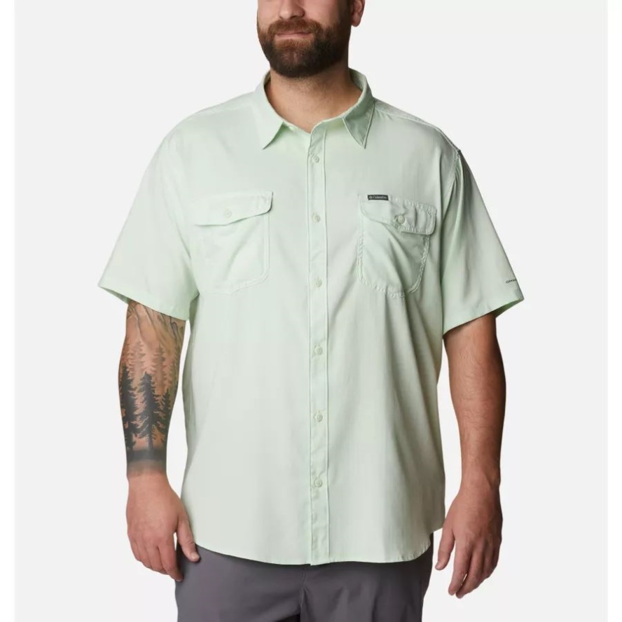 Columbia Sale Ice Green Men's Utilizer II Solid Short Sleeve Shirt Big