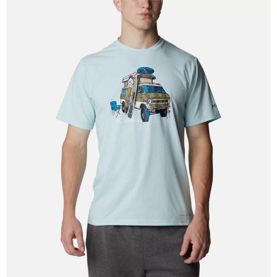 Columbia Sale Icy Morn/H2O Fanatic Graphic Men's Sun Trek Technical T-Shirt