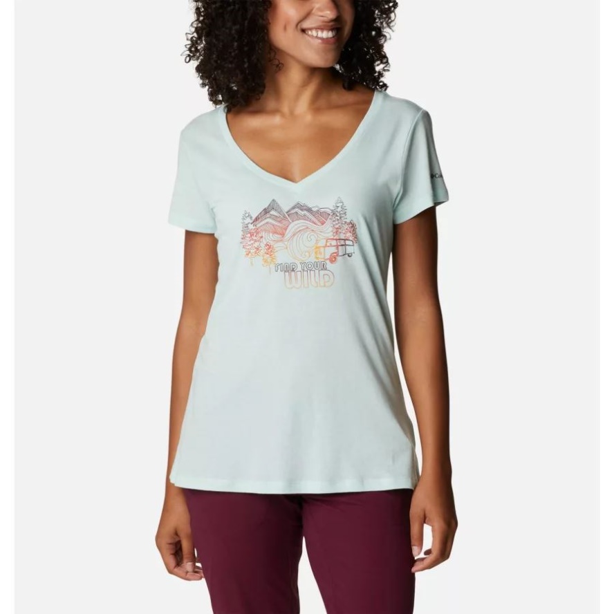 Columbia Sale Icy Morn Heather/Find Your Wild Women's Daisy Days II V-Neck T-Shirt