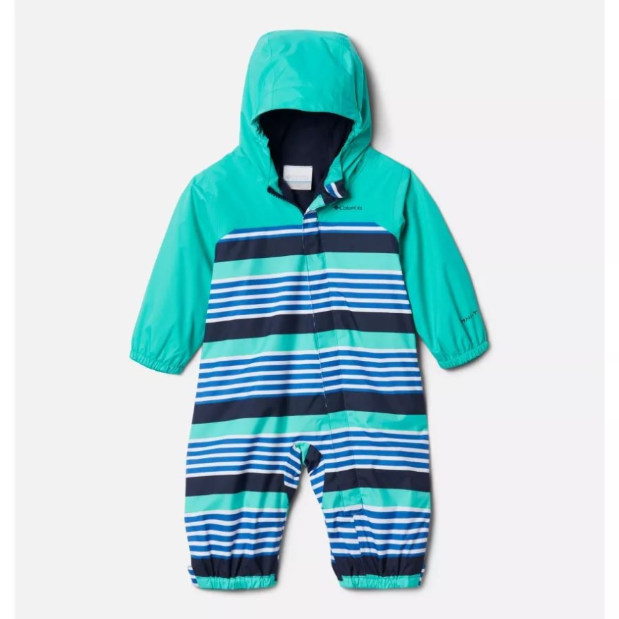 Columbia Sale Infant Critter Jitters II Rain Suit Bright Indigo Milo Stripe/Elctrc Turq