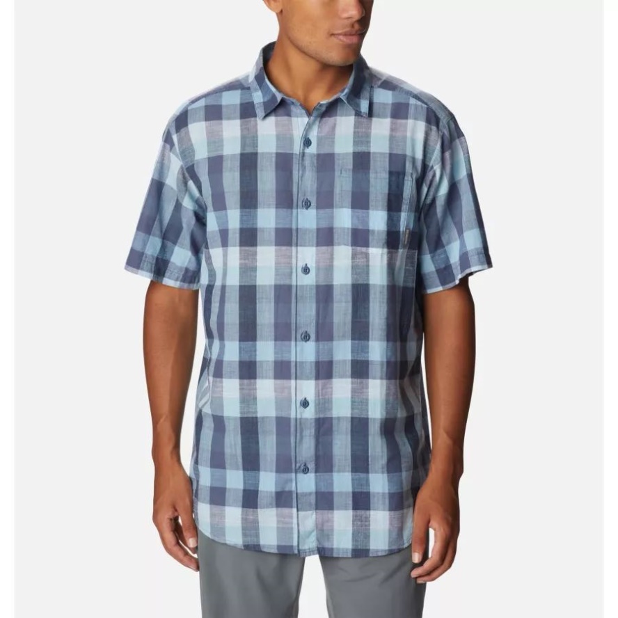 Columbia Sale Jet Stream Buffalo Men's Under Exposure Yarn-Dye Short Sleeve Shirt