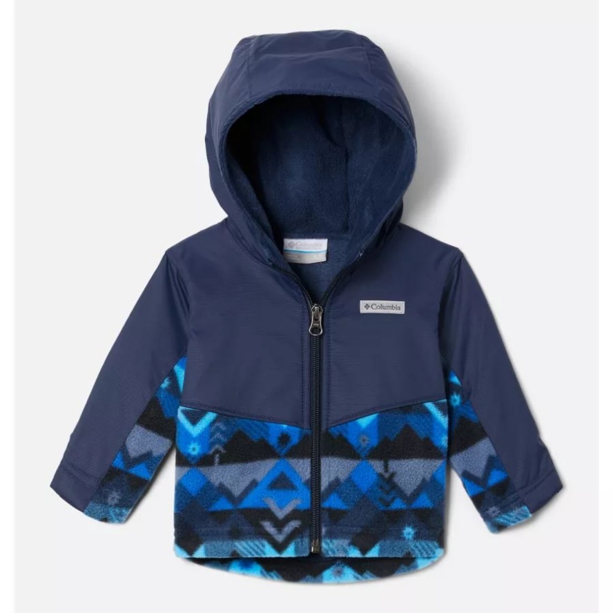 Columbia Sale Kids' Infant Steens Mountain Overlay Hooded Jacket Collegiate Navy Checkpoint/Coll Navy