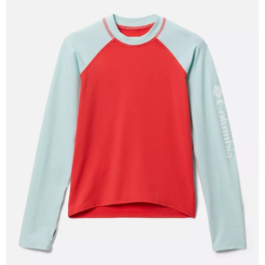 Columbia Sale Kids' Sandy ShoresLong Sleeve Sunguard Shirt Red Hibiscus/Icy Morn