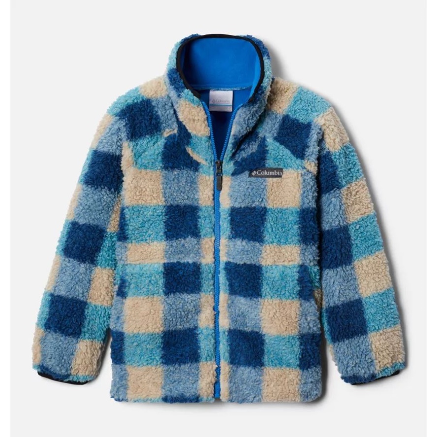 Columbia Sale Kids' Winter Pass Printed Sherpa Full Zip Fleece Jacket Bright Indigo Check Multi