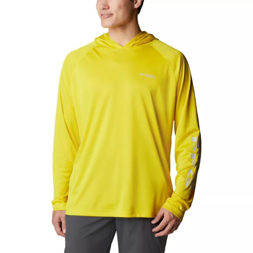 Columbia Sale Laser Lemon/Cool Grey Logo Men's PFG Terminal Tackle Hoodie