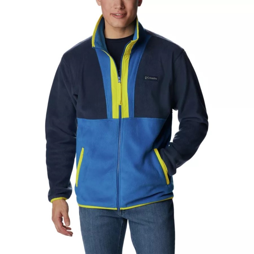 Columbia Sale Men's Back Bowl Full Zip Fleece Jacket Collegiate Navy/Brt Indigo/Laser Lemon