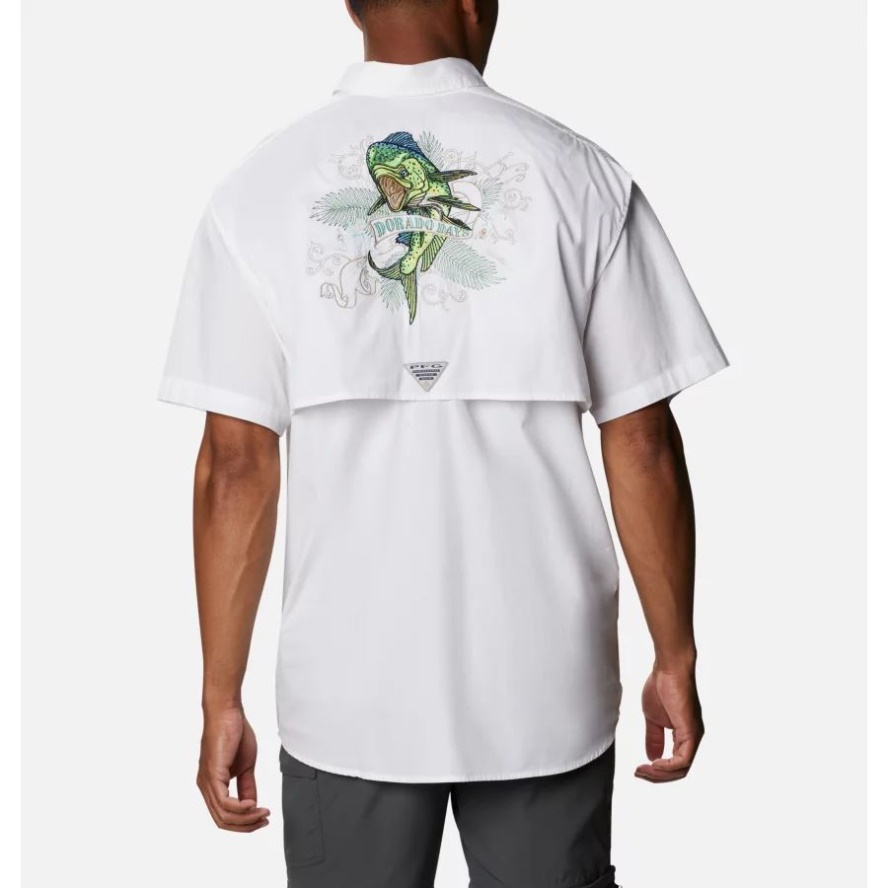 Columbia Sale Men's Bonehead Icon Short Sleeve Shirt White/Dorado Days Graphic