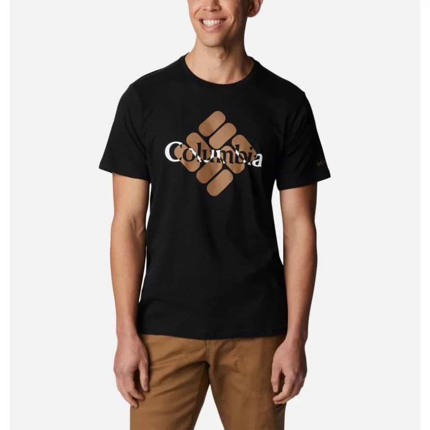 Columbia Sale Men's CSC Graphic Casual Organic Cotton T-shirt Black/Centered Gem
