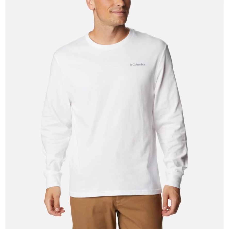 Columbia Sale Men's Cades Cove Long Sleeve T-Shirt White/Outdoor Park