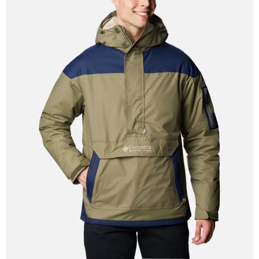 Columbia Sale Men's Challenger Pullover Anorak Stone Green/Collegiate Navy