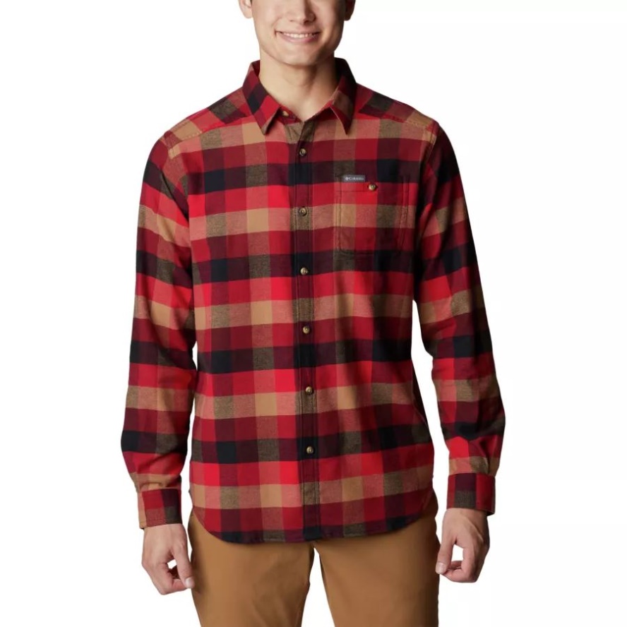 Columbia Sale Men's Cornell Woods Flannel Shirt Red Jasper Buffalo Check