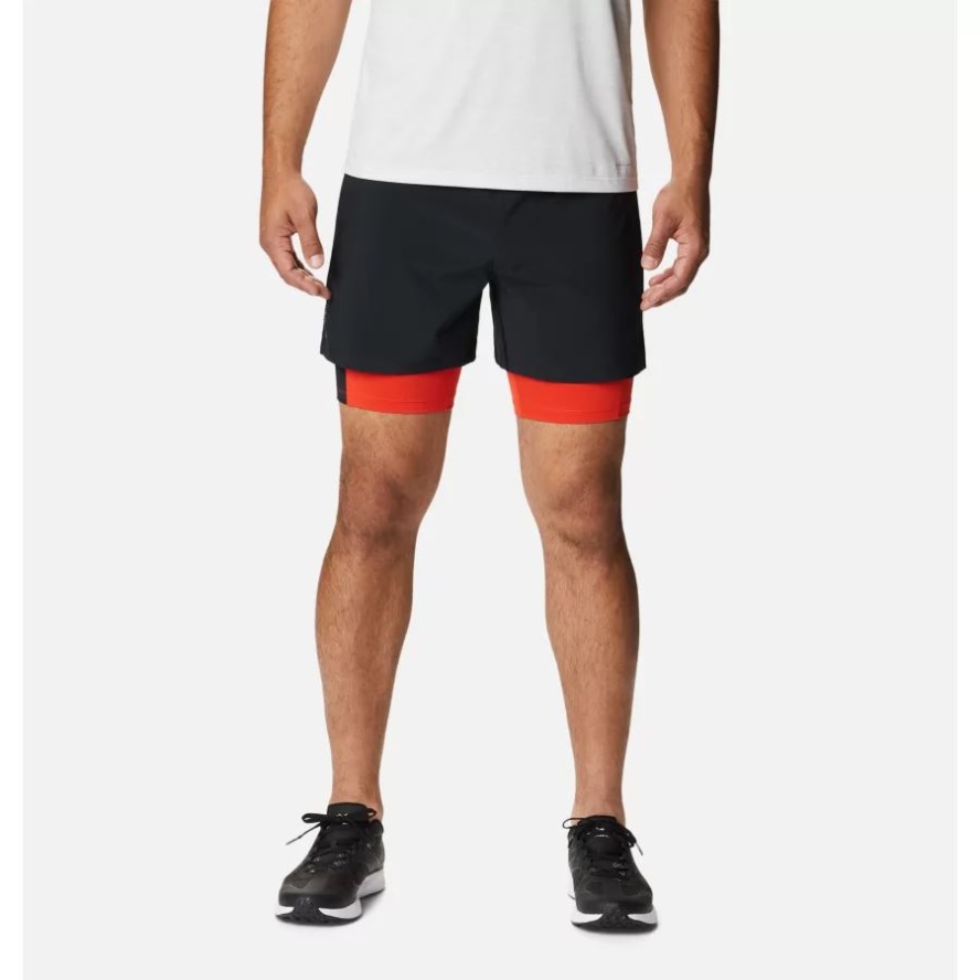 Columbia Sale Men's Endless Trail 2-In-1 Shorts Black/Spicy
