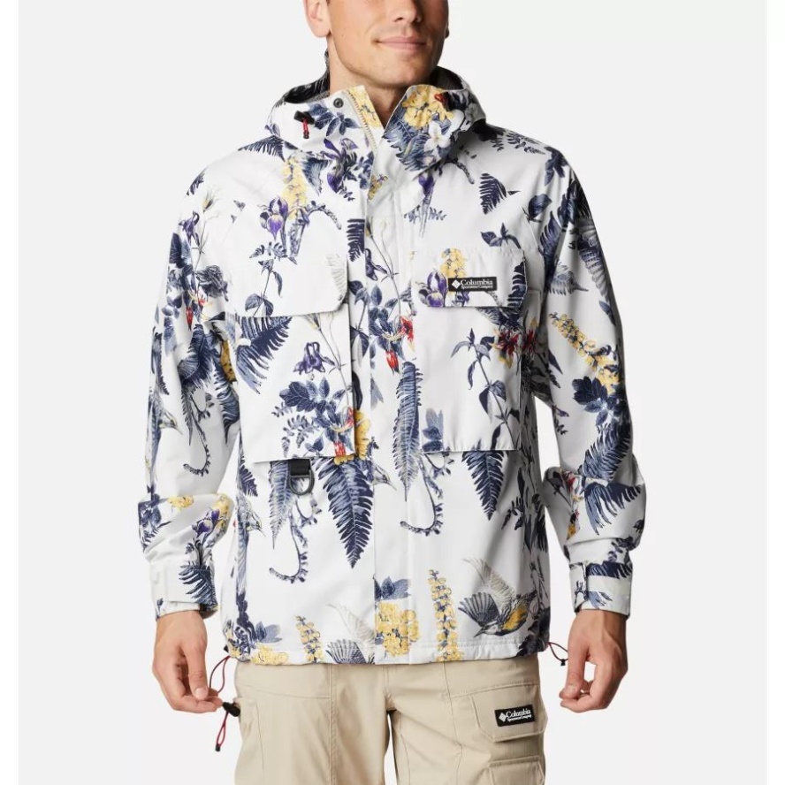 Columbia Sale Men's Field Creek Fraser Shell Jacket Sea Salt Wildlife Guide Print